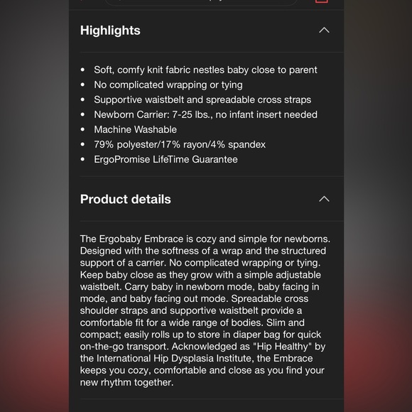 Ergo Baby Embrace Carrier - Picture 5 of 5